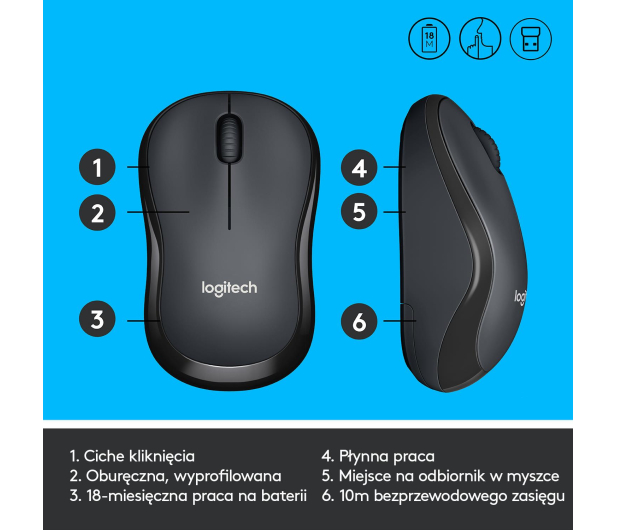 LOGITECH M220 silent wireless czarna - 329384 - zdjęcie 11